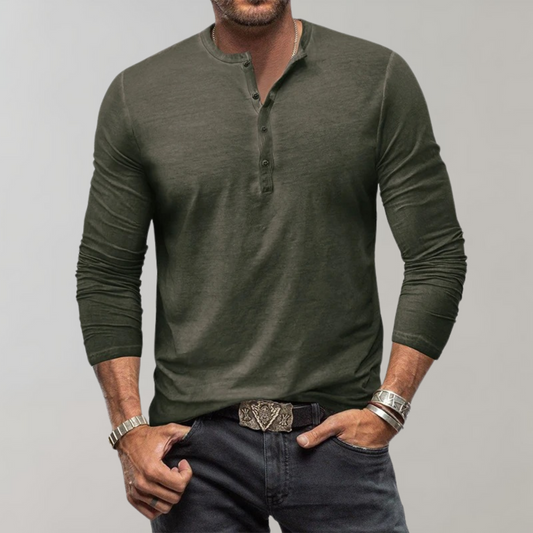 Albie Regular Fit Henley Shirt | Long Sleeve Henley Shirt