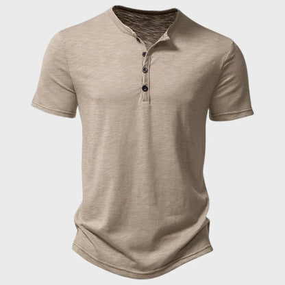 Men's T-shirt – Regular fit – Soft knit – Henley collar – Short sleeves