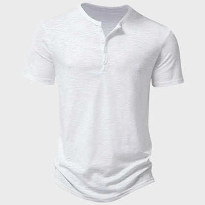 Men's T-shirt – Regular fit – Soft knit – Henley collar – Short sleeves