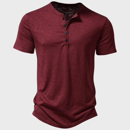 Men's T-shirt – Regular fit – Soft knit – Henley collar – Short sleeves