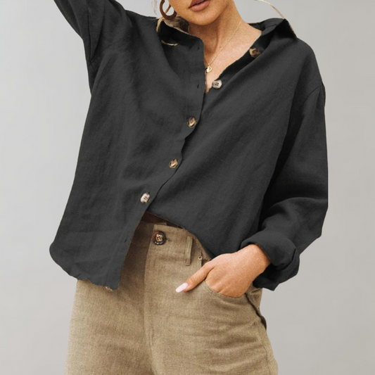 Women's blouse – Relaxed fit – Long sleeves – Breathable fabric – Buttoned