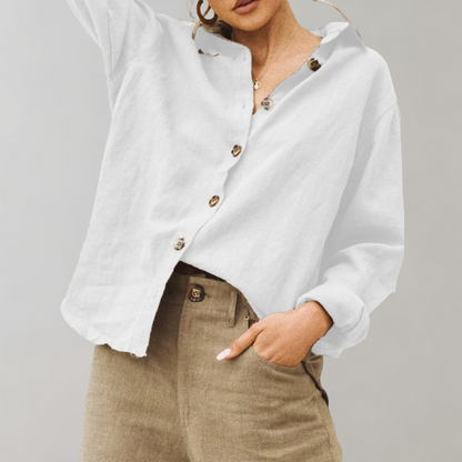 Women's blouse – Relaxed fit – Long sleeves – Breathable fabric – Buttoned