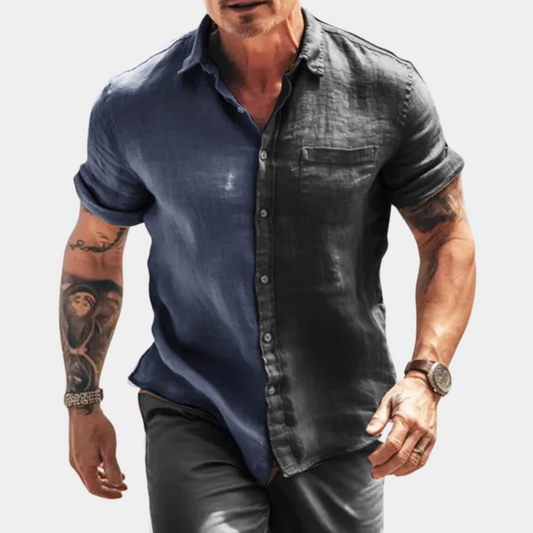 Men's shirt – Relaxed fit – Short sleeves – Natural fibres – Chest pocket