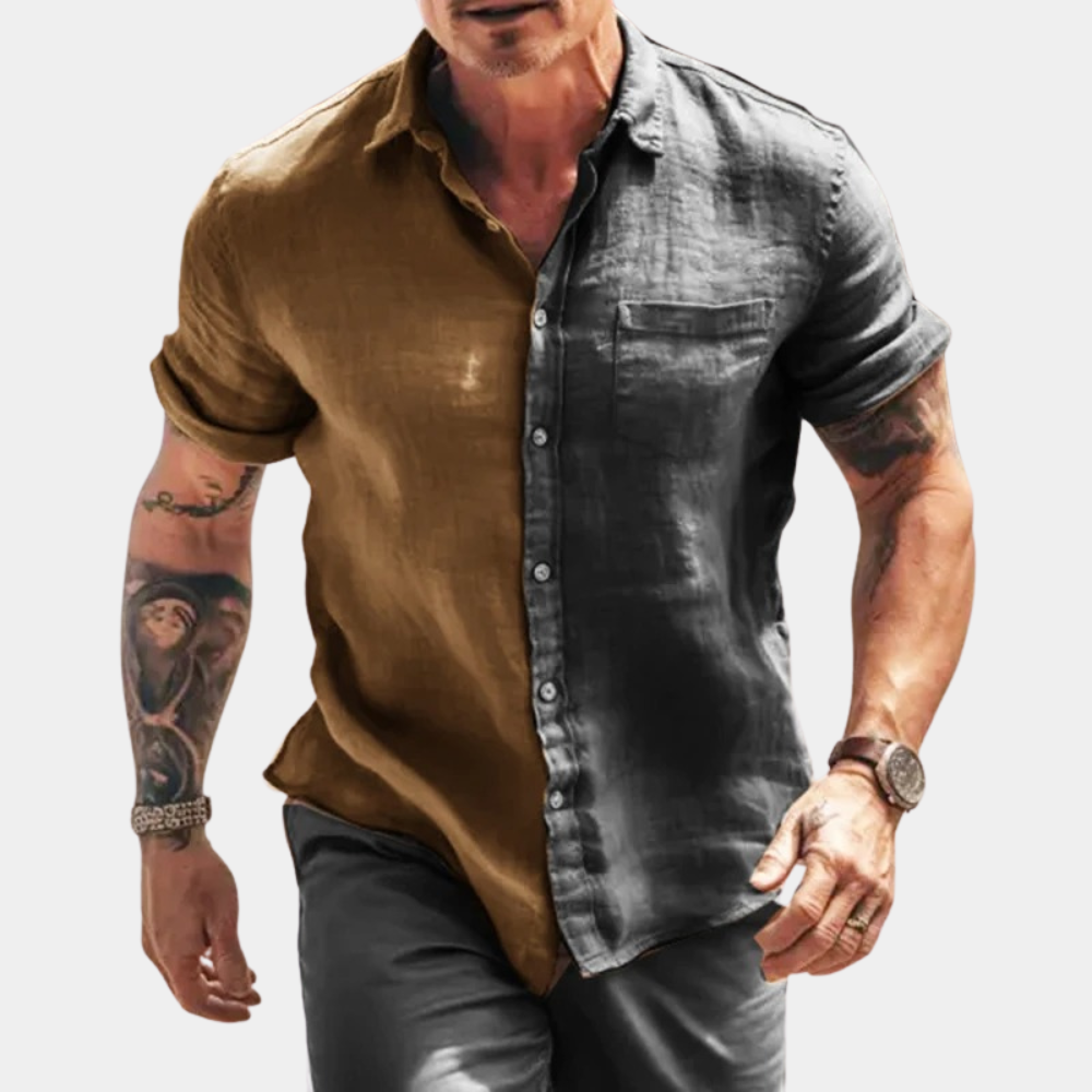 Men's shirt – Relaxed fit – Short sleeves – Natural fibres – Chest pocket