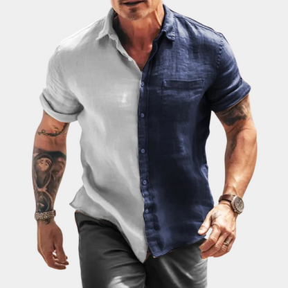 Men's shirt – Relaxed fit – Short sleeves – Natural fibres – Chest pocket