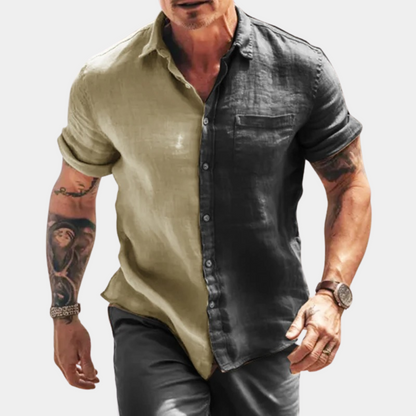 Men's shirt – Relaxed fit – Short sleeves – Natural fibres – Chest pocket