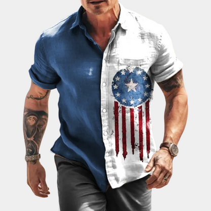 Men's shirt – Relaxed fit – Short sleeves – Natural fibres – Chest pocket