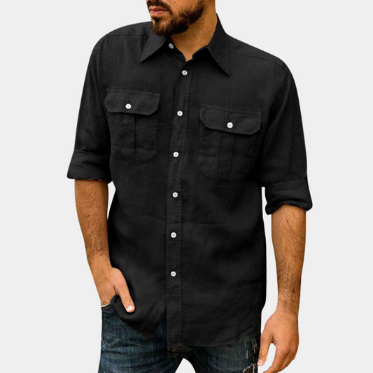 Classic men's shirt – Regular fit – Breathable fabric – Long sleeves – Buttoned pockets