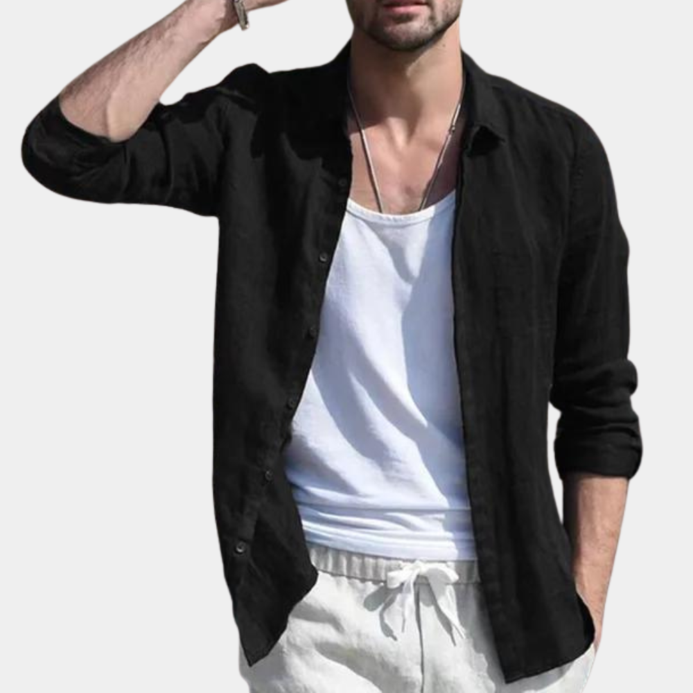 Men's shirt – Relaxed fit – Breathable fabric – Long sleeves – Classic collar