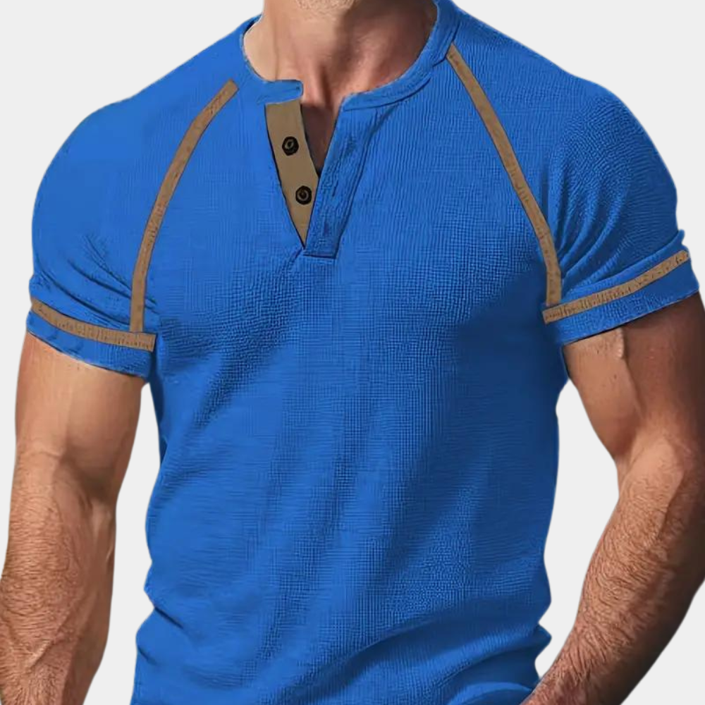 T-shirt men's slim – Henley collar – short sleeves