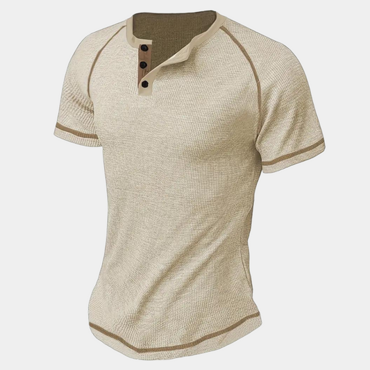 T-shirt men's slim – Henley collar – short sleeves