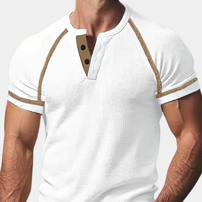 T-shirt men's slim – Henley collar – short sleeves