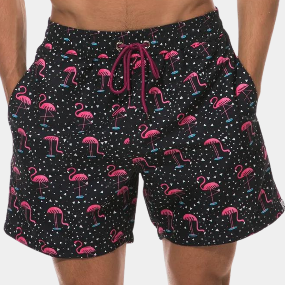 Men's shorts – Relaxed fit – Breathable fabric – Drawstring waist – Stylish print