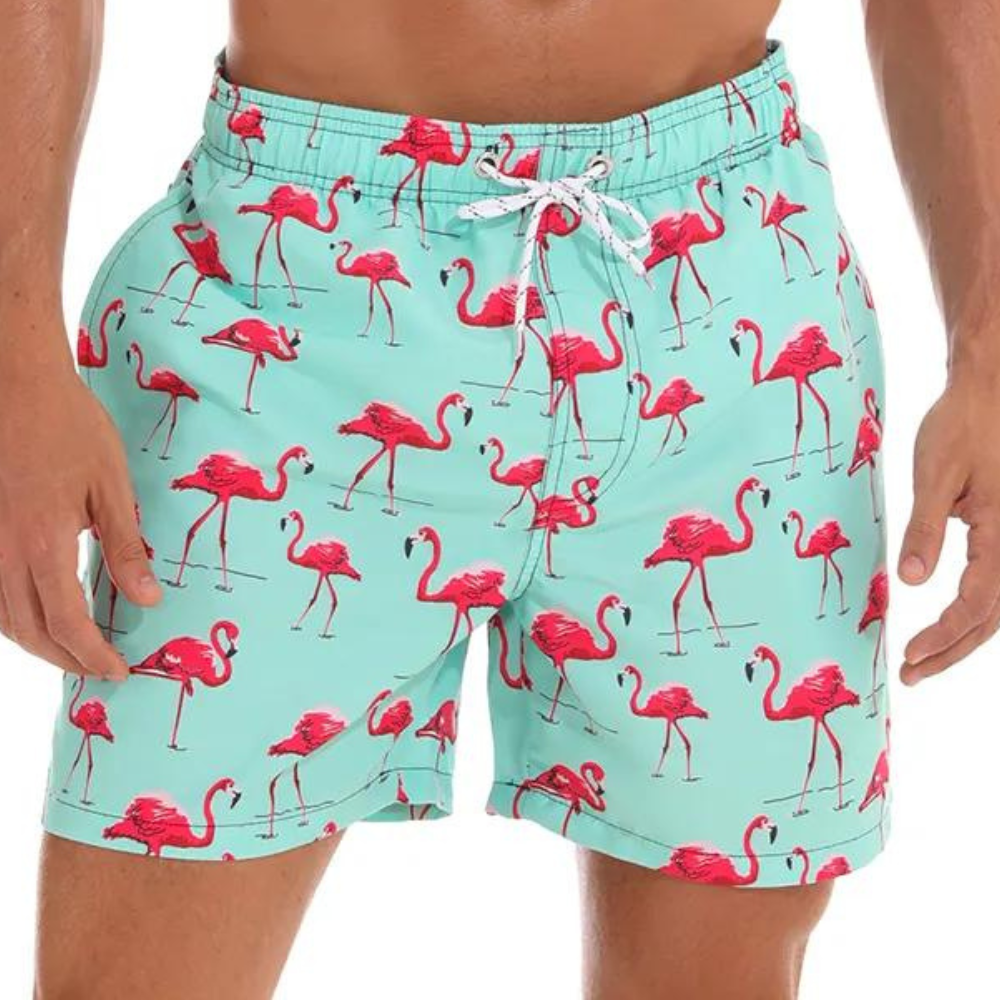 Men's shorts – Relaxed fit – Breathable fabric – Drawstring waist – Stylish print