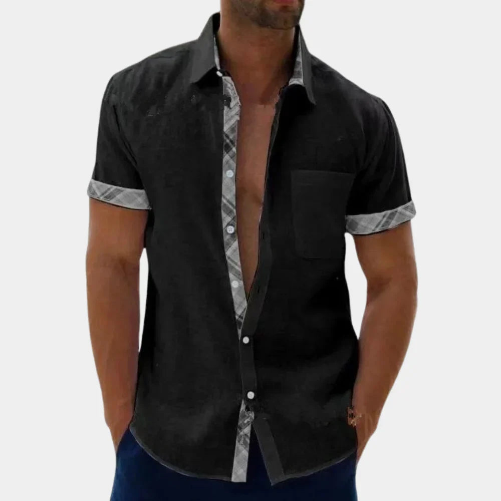 Men's short-sleeve shirt – Relaxed fit – Breathable fabric – Buttoned style
