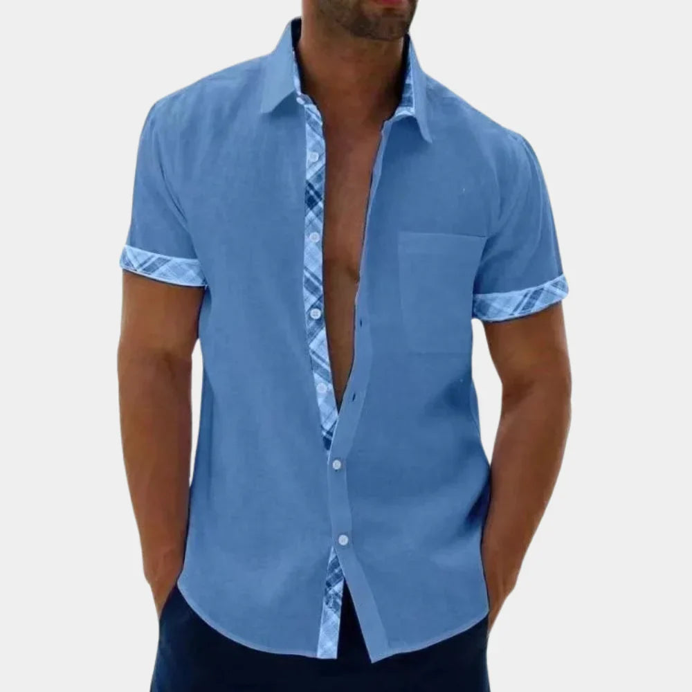 Men's short-sleeve shirt – Relaxed fit – Breathable fabric – Buttoned style