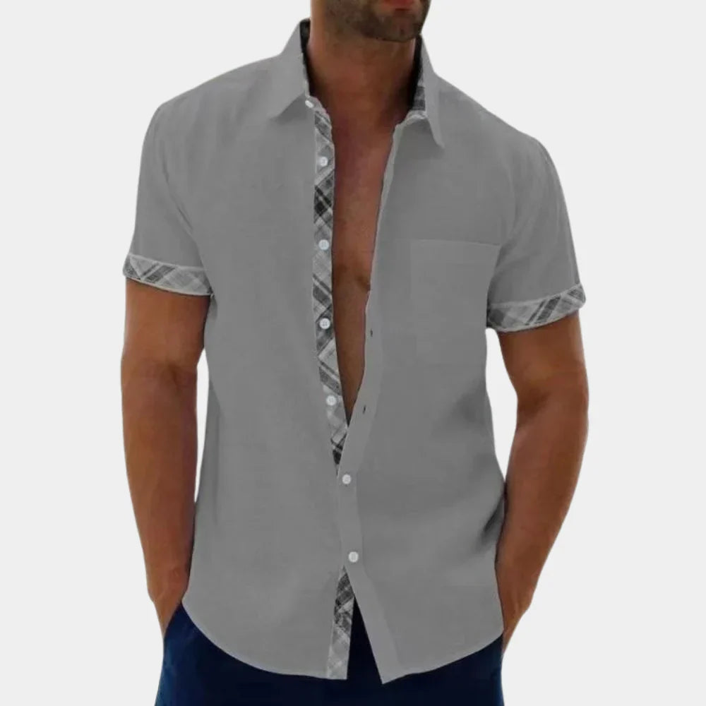Men's short-sleeve shirt – Relaxed fit – Breathable fabric – Buttoned style