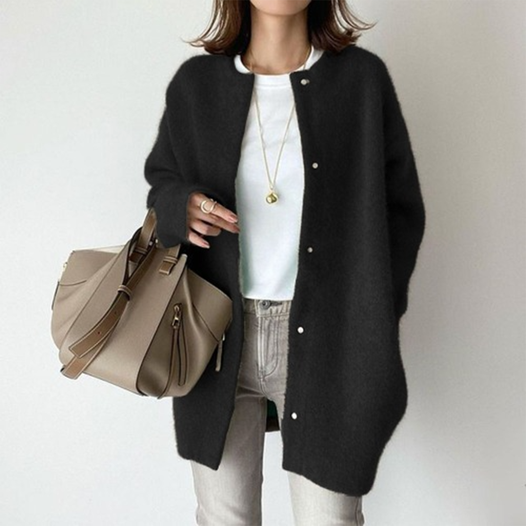 Viola Relaxed Fit Cardigan | Button Front, Long Sleeve Cardigan