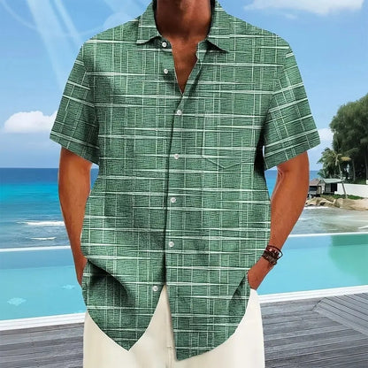 Men's shirt short sleeves – Straight cut – Breathable fabric – Checked pattern