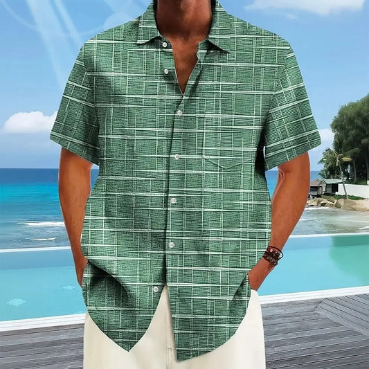 Men's shirt short sleeves – Straight cut – Breathable fabric – Checked pattern