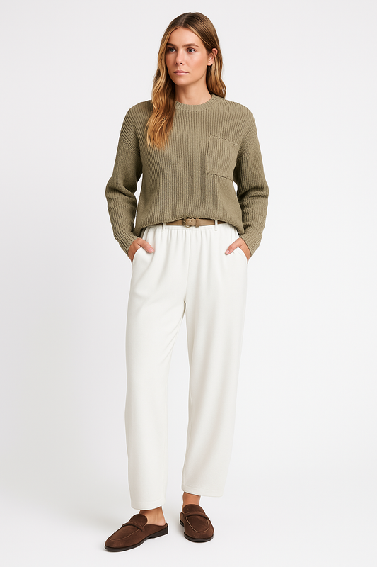 Ensemble Deux Pièces Femme – Maille Douce – Coupe Décontractée – Pantalon Large