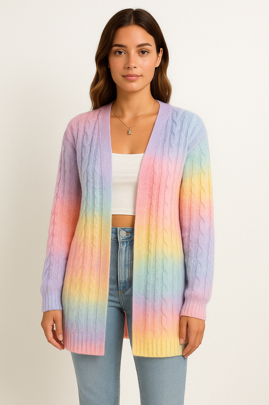 Cardigan femme – Coupe oversize – Maille douce torsadée – Longue ouverture devant