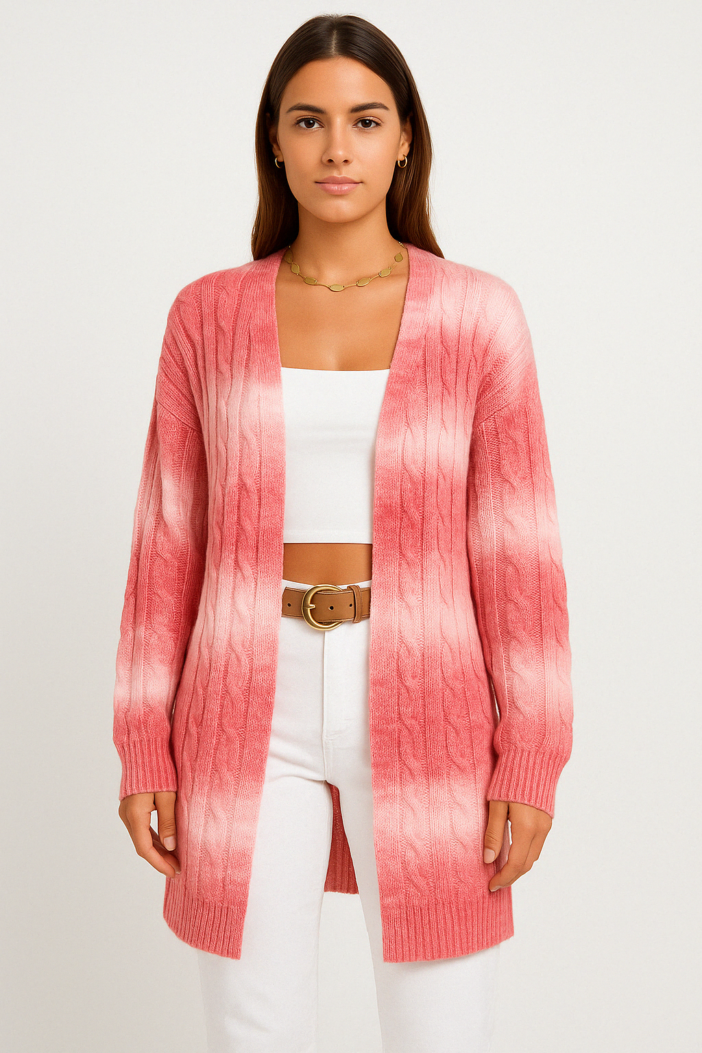 Cardigan femme – Coupe oversize – Maille douce torsadée – Longue ouverture devant
