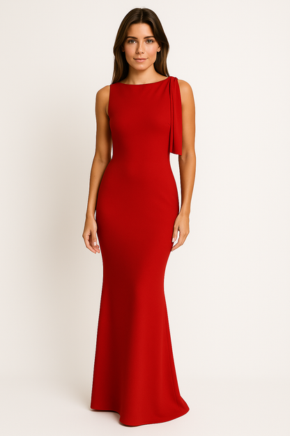 Women's Dress – One-Shoulder – Fitted Cut – Maxi Length – Luxurious Elegant Fabric
