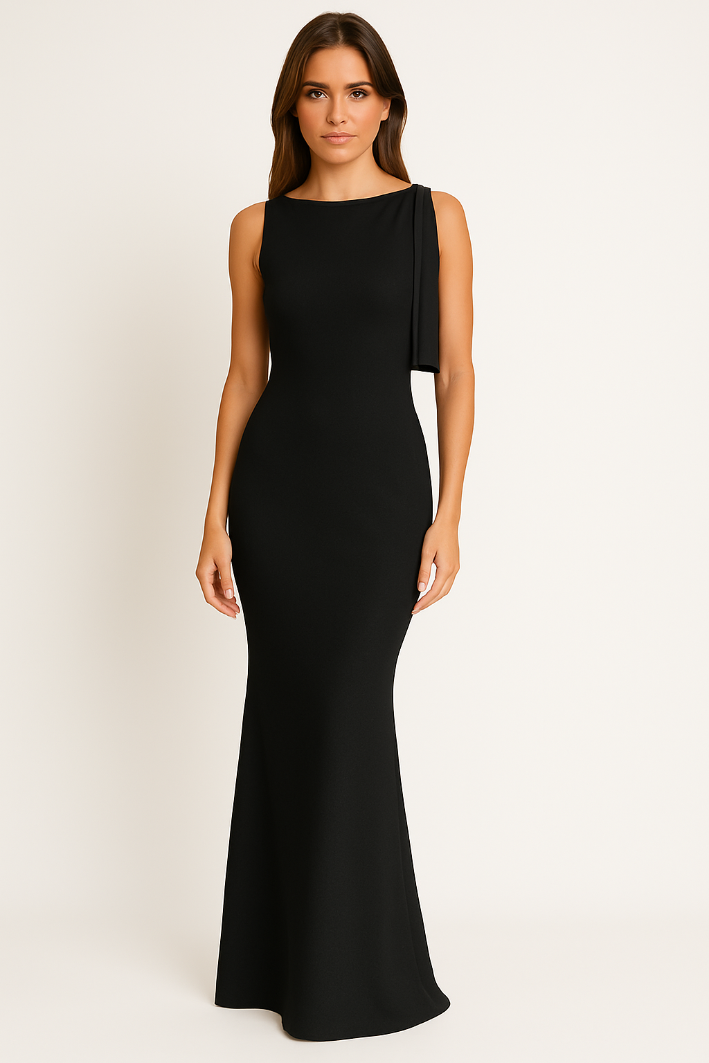 Women's Dress – One-Shoulder – Fitted Cut – Maxi Length – Luxurious Elegant Fabric