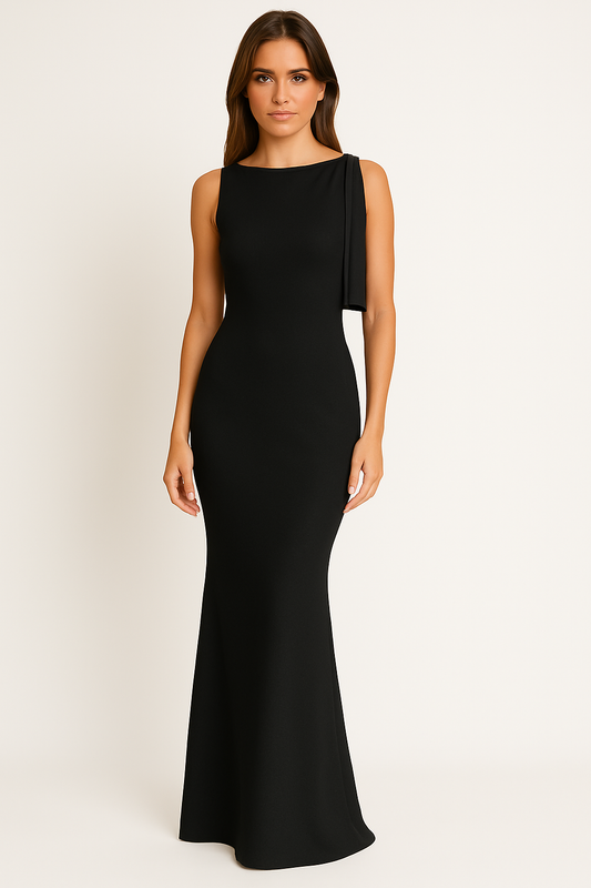 Women's Dress – One-Shoulder – Fitted Cut – Maxi Length – Luxurious Elegant Fabric
