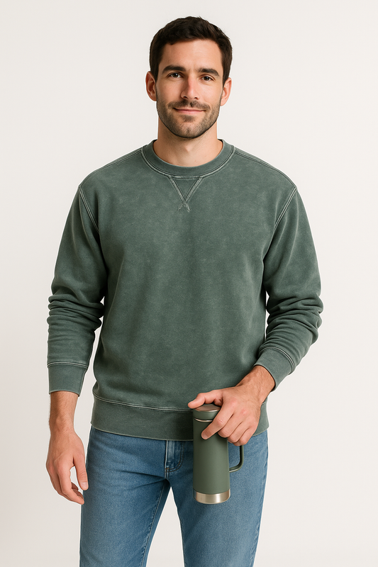 Sweatshirt homme – Coupe décontractée – Tissu doux respirant – Col rond côtelé