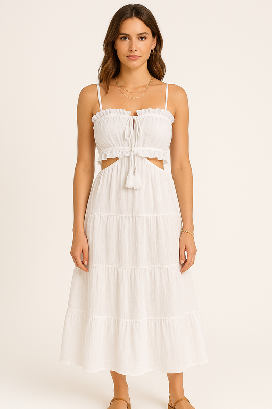Robe longue femme – Taille haute – Coupe fluide – Linnen léger – Style bohème