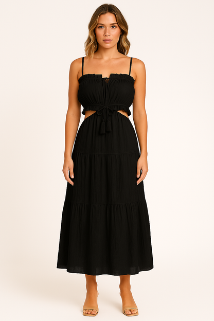 Robe longue femme – Taille haute – Coupe fluide – Linnen léger – Style bohème