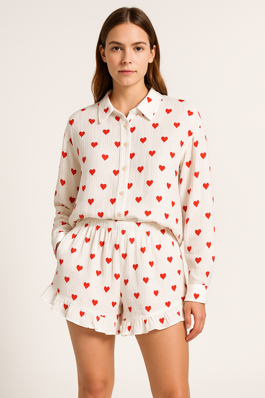 Ensemble Détente Femme – Coupe Décontractée – Tissu Respirant – Chemise Longue & Short