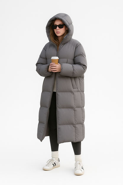 Emma Hooded Longline Puffer Jacket | Quilted Winter Jacket