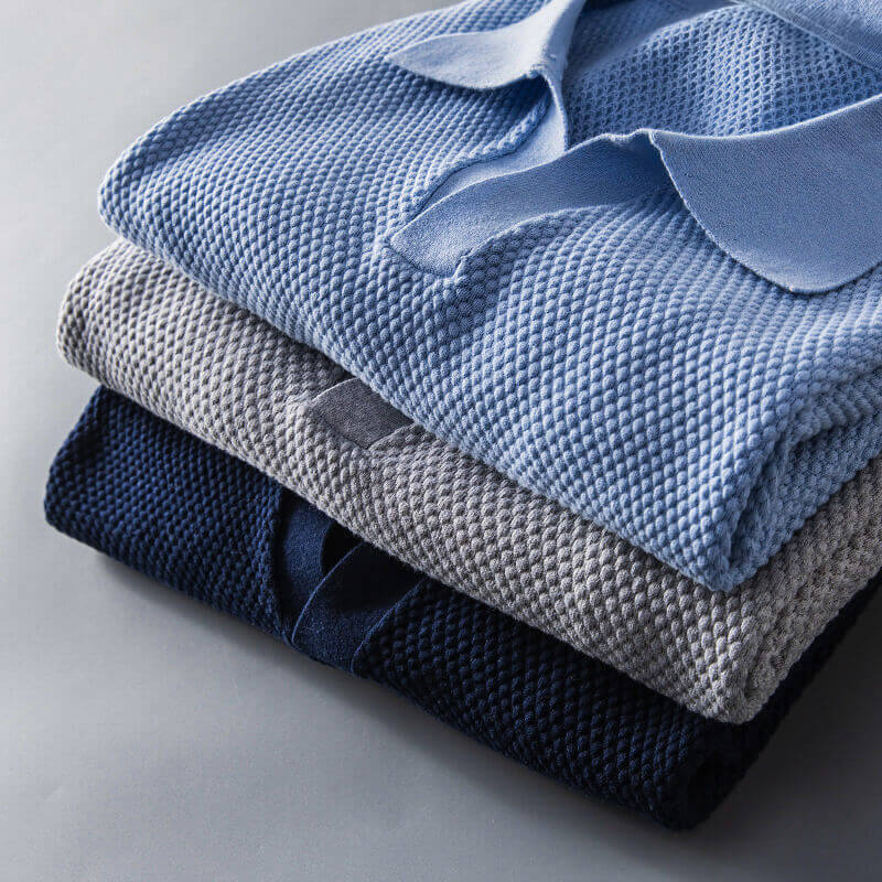 Textured Knit Open Placket Polo Shirt for Men – Smart-Casual Style & Comfort