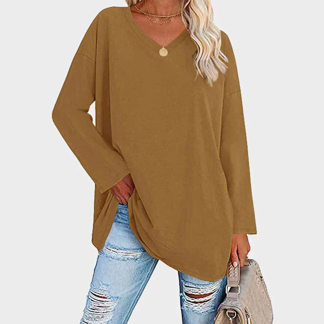 Caterina Oversized Tunic Top | V-Neck High-Low Hem Tunic Top