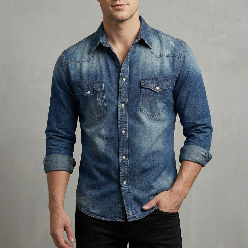 Western Distressed Shirt for Men – Casual Everyday Style