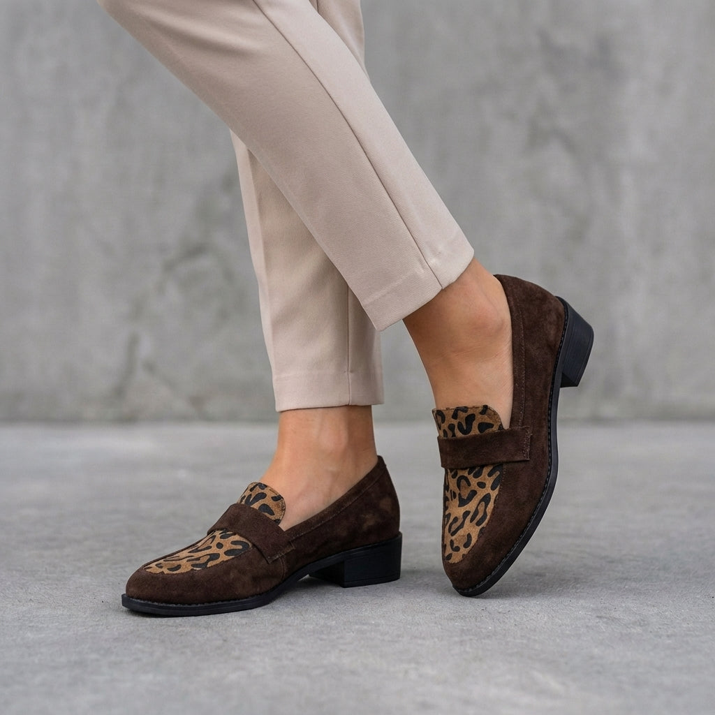 Leopard Print Block Heel Loafers for Women – Effortless Style & Comfort
