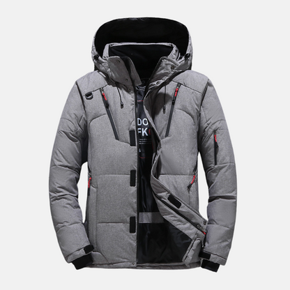 Men’s Down Jacket - Insulated - Hooded - Multiple Pockets - Relaxed Fit