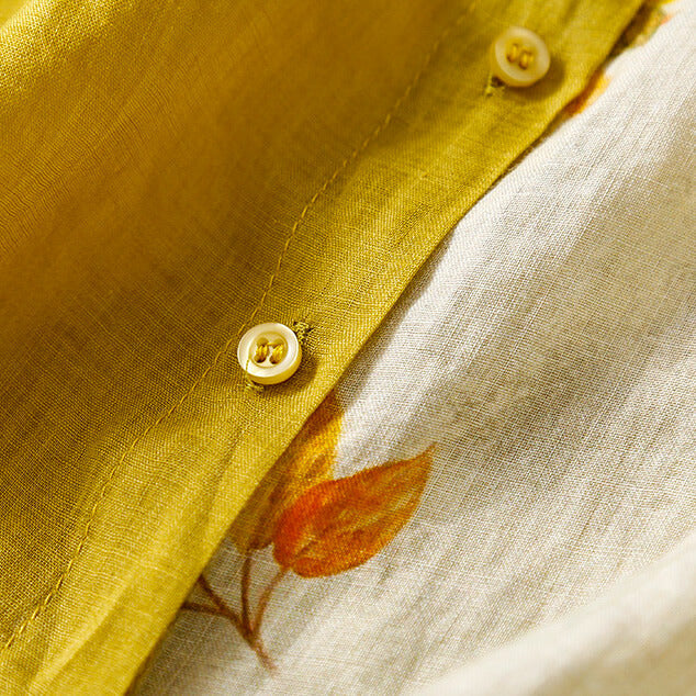 Two-Tone Leaf-Print Blouse for Women – Breathable Everyday Comfort