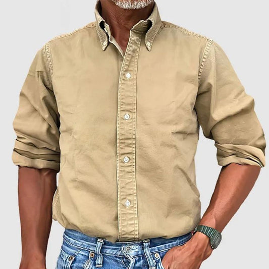 Men's long-sleeve shirt – Regular fit – Button-down collar – Breathable fabric