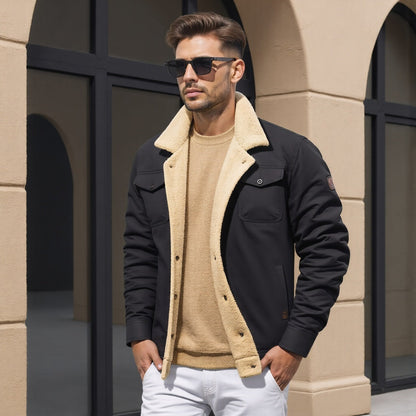 Teddy Fleece Regular Fit Bomber Jacket | Flap Pockets Jacket