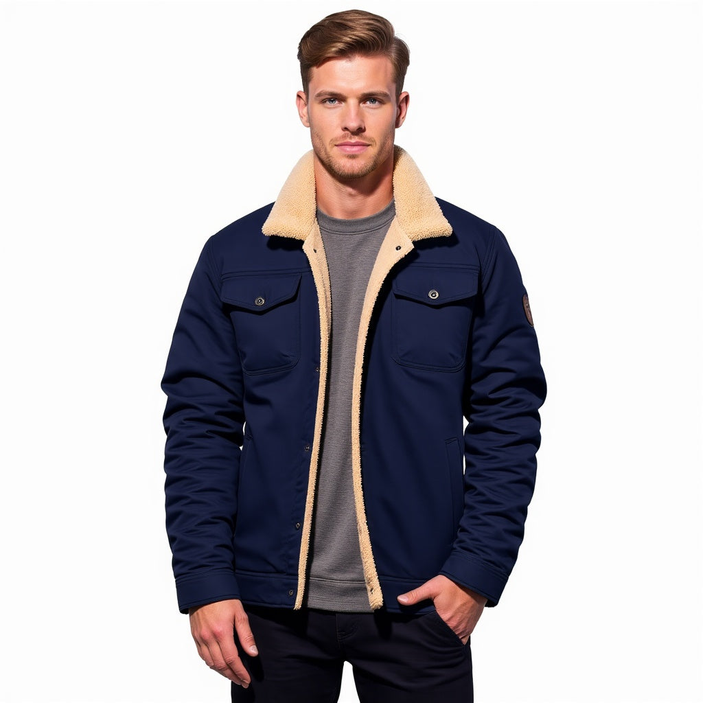 Teddy Fleece Regular Fit Bomber Jacket | Flap Pockets Jacket