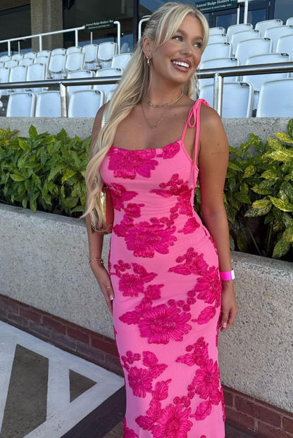 Robe longue femme – Coupe ajustée – Tissu élégant – Broderie – Nœuds aux épaules