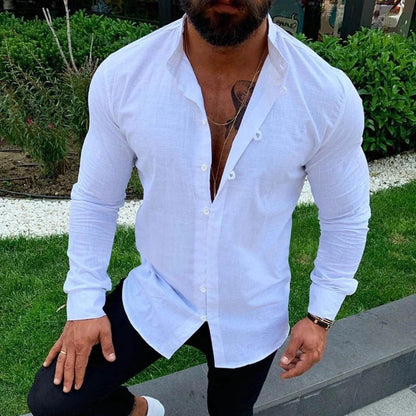 Men's shirt – Slim fit – Long sleeves – Natural fibers – Casual chic style