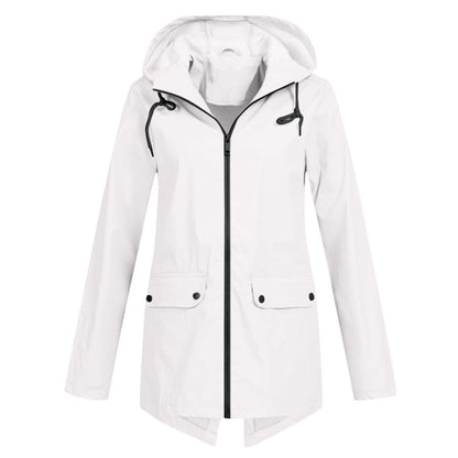 Veste imperméable femme – Coupe droite – Longueur mi-cuisse – Capuche ajustable