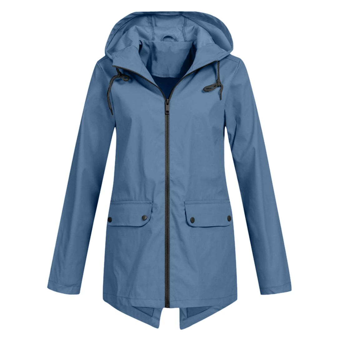 Veste imperméable femme – Coupe droite – Longueur mi-cuisse – Capuche ajustable