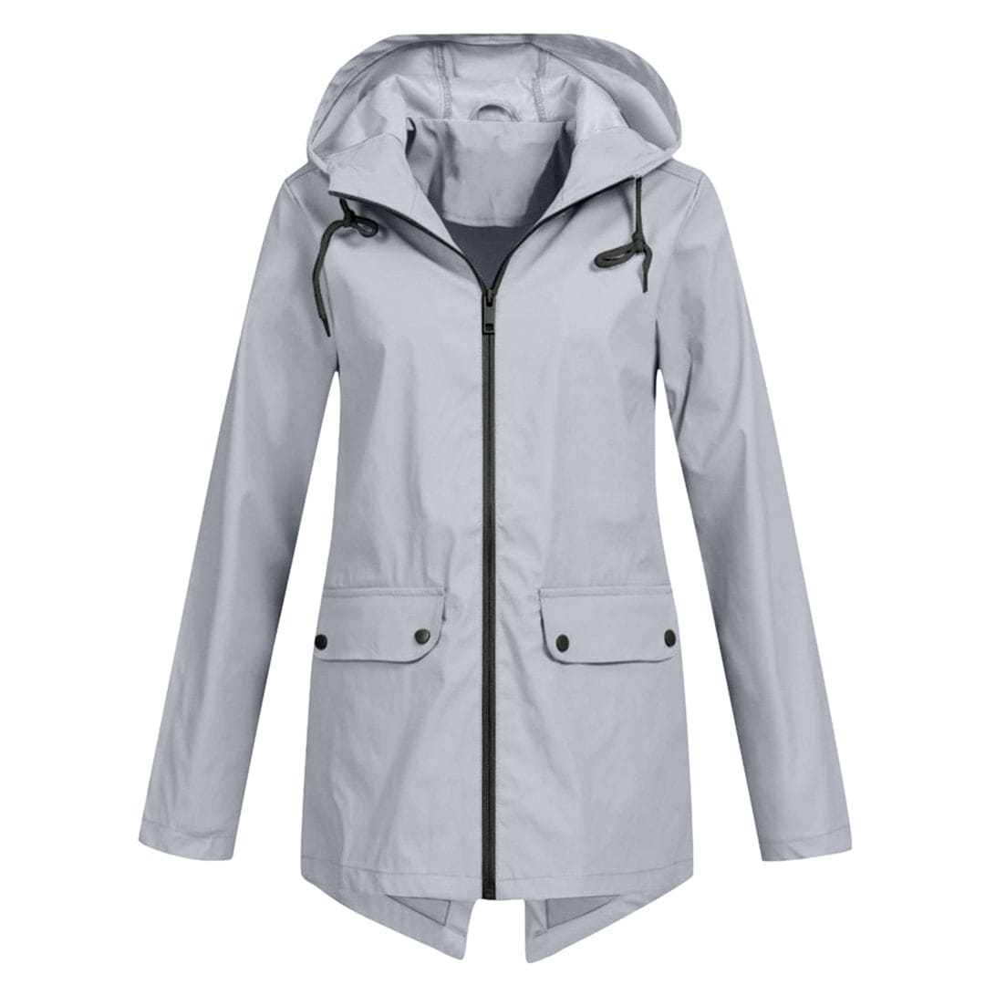 Veste imperméable femme – Coupe droite – Longueur mi-cuisse – Capuche ajustable
