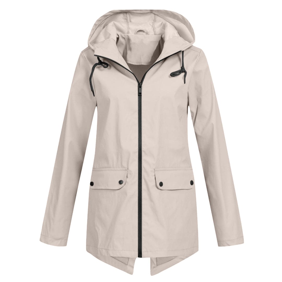 Veste imperméable femme – Coupe droite – Longueur mi-cuisse – Capuche ajustable